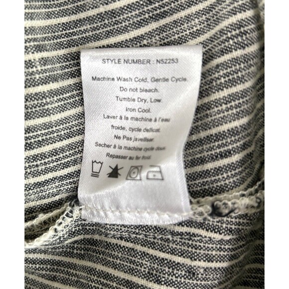 Nolitha Medium Linen Blend Black White Striped Skirt Preppy Skater Pleated - Picture 8 of 8